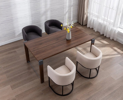 Modern Linen Dining Chair, Mid-Century Upholstered Barrel Kitchen Chairs Fabric Side Chair with Metal Legs and Curved Back for Living Room Dining Room Bedroom, Cream