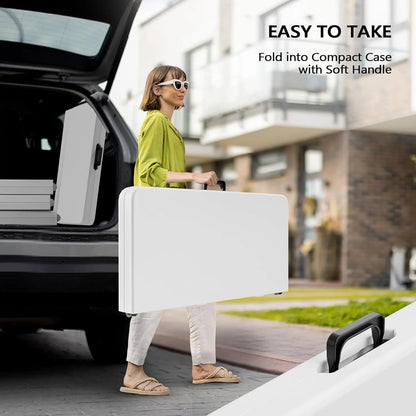 34" Fold in Half Square Table, Bi-Folding Commercial Table, Portable Plastic Dining Card Table for Kitchen or Outdoor Party Wedding Event, White