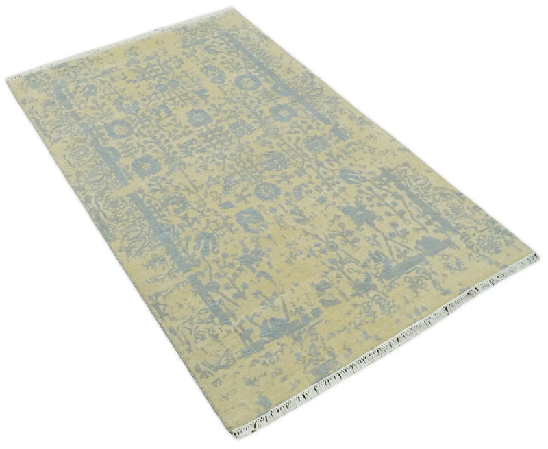 4x6 Fine Hand Knotted Gold and Silver Traditional Vintage Persian Style Antique Wool and Silk Rug | AGR11 The Rug Decor