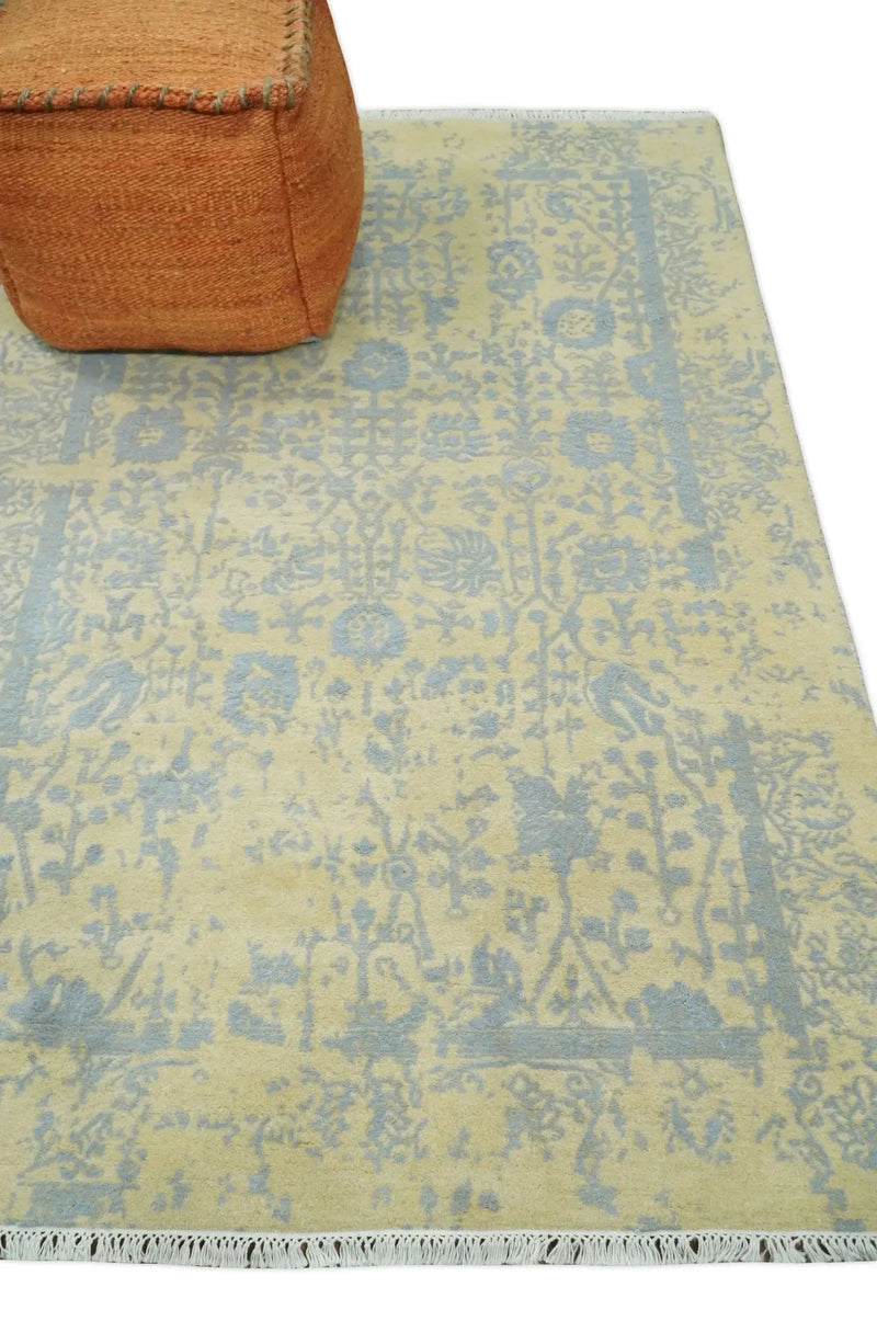 4x6 Fine Hand Knotted Gold and Silver Traditional Vintage Persian Style Antique Wool and Silk Rug | AGR11 The Rug Decor