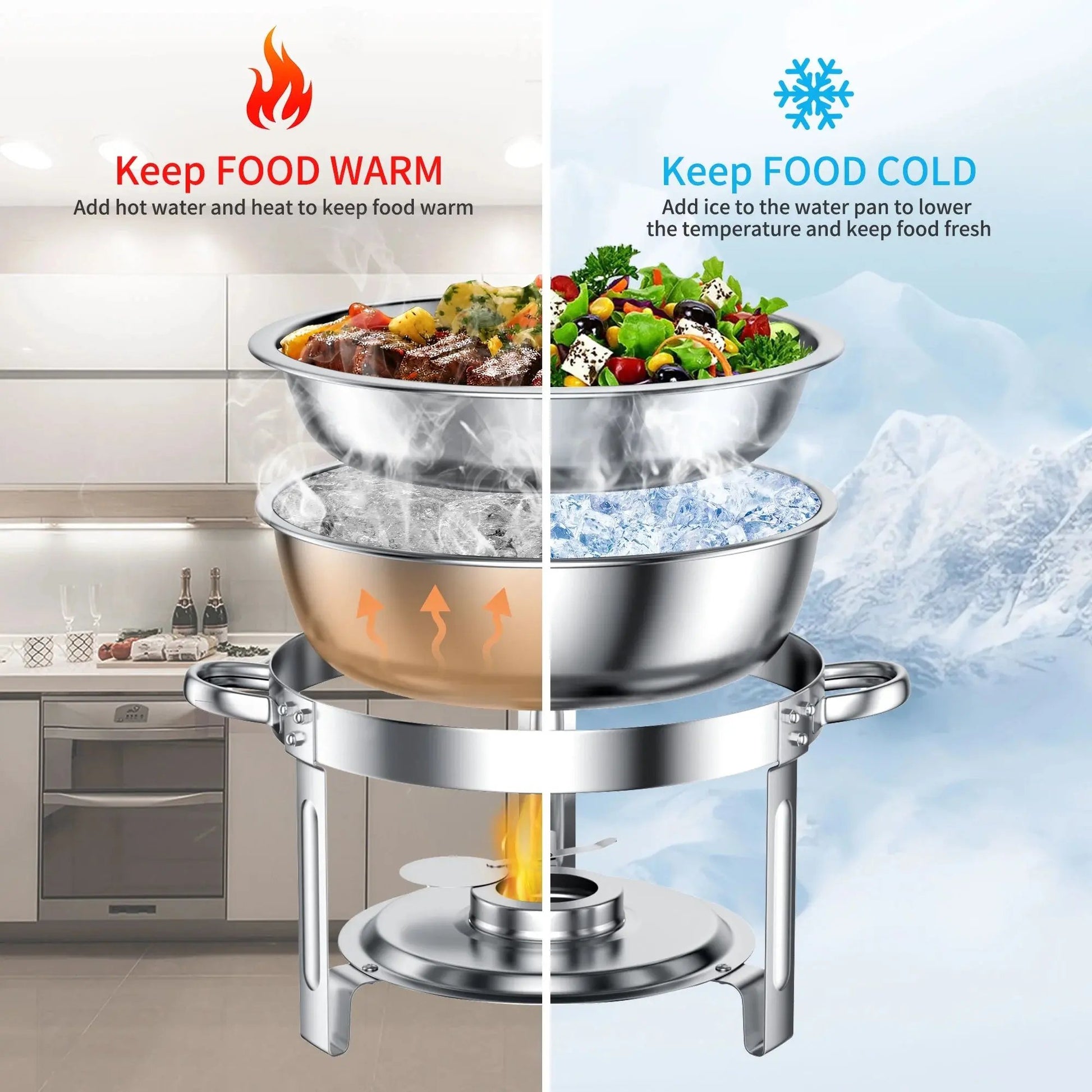 Elevate Your Events with Our 2-Pack 5QT Stainless Steel Chafing Dish Set - Perfect for Buffets, Weddings, and More! 🍽️✨