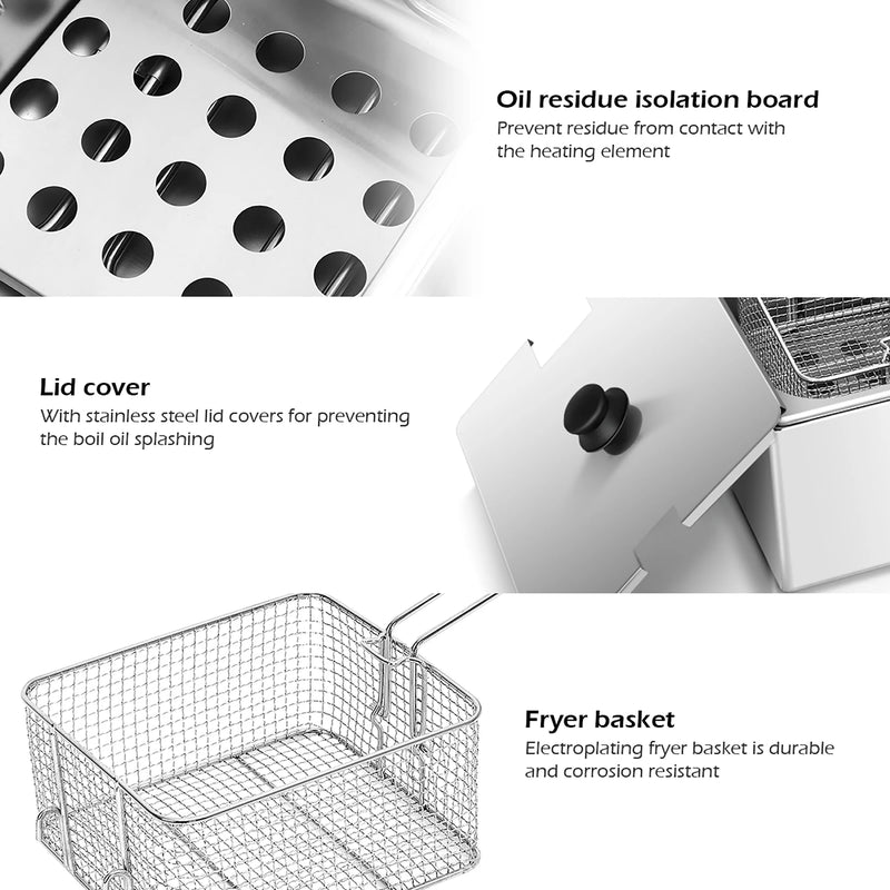Powerful 12L 3400W Stainless Steel Electric Deep Fryer for Perfectly Crispy Fried Foods