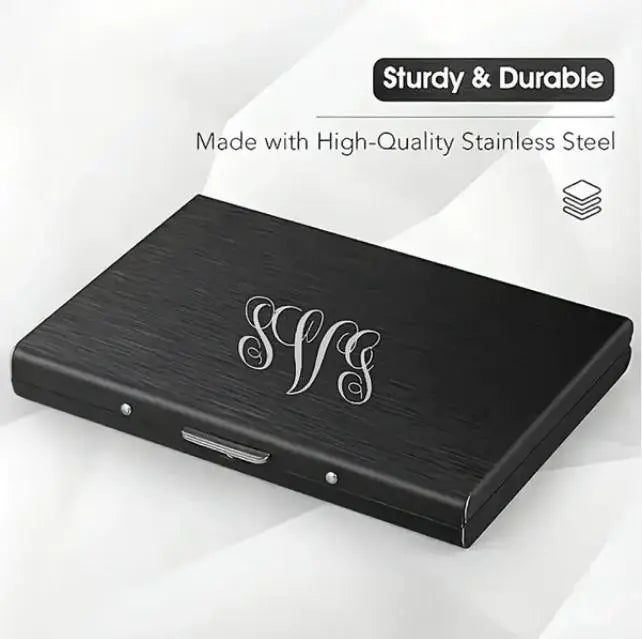 Black Slim RFID Blocking Wallet Sturdy Stainless Steel Credit Card Holder Secure Front Pocket Design for Men and Women