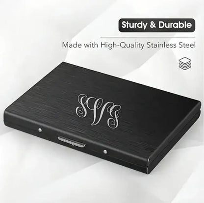Black Slim RFID Blocking Wallet Sturdy Stainless Steel Credit Card Holder Secure Front Pocket Design for Men and Women
