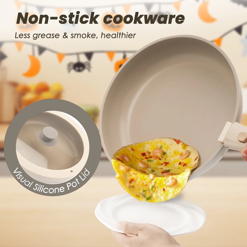 Upgrade Your Kitchen Game with This 19-Piece Non-Stick Pots & Pans Set! Safe, Stylish, and Super Versatile! 🍳✨