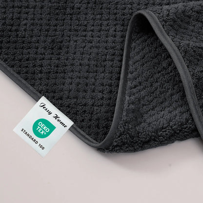 8 Piece Towel Set Oversized Soft Cozy Towels 600 GSM Black Plush Towel Set