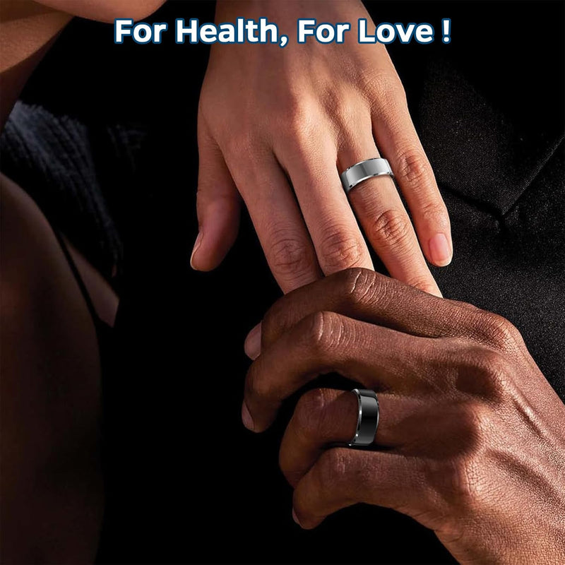 Smart Ring Health Tracker, Sleep Tracker Ring with Heart Rate, Waterproof Fitness Ring for Activity Monitoring/Steps/Distance/Calories, Air Gestures, up to 7-Day Battery, for Ios Android (Black,