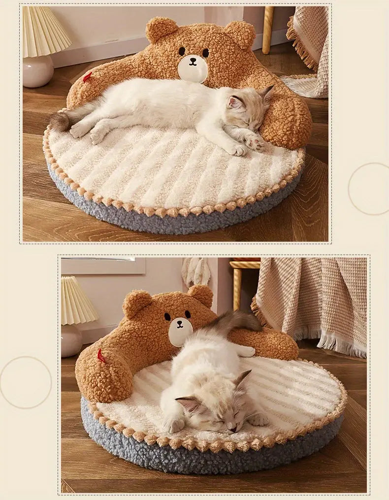 Soft And Durable Round Cat Bed - Removable Pet Mat And Mattress For Small Dogs And Cats - Plush Fabric - Indoor & Outdoor Use - For Pet Owners - Perfect Gift for Pet Lovers Our3Designs