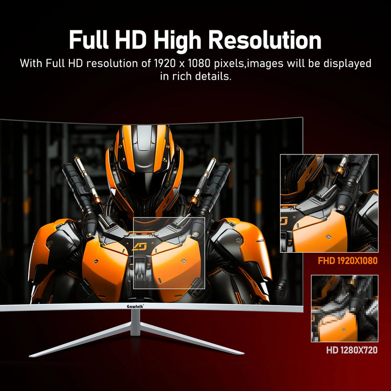 27-Inch Curved Gaming Monitor with 100Hz Refresh Rate and Built-In Speakers - FHD 1080P, Frameless Design in Elegant White