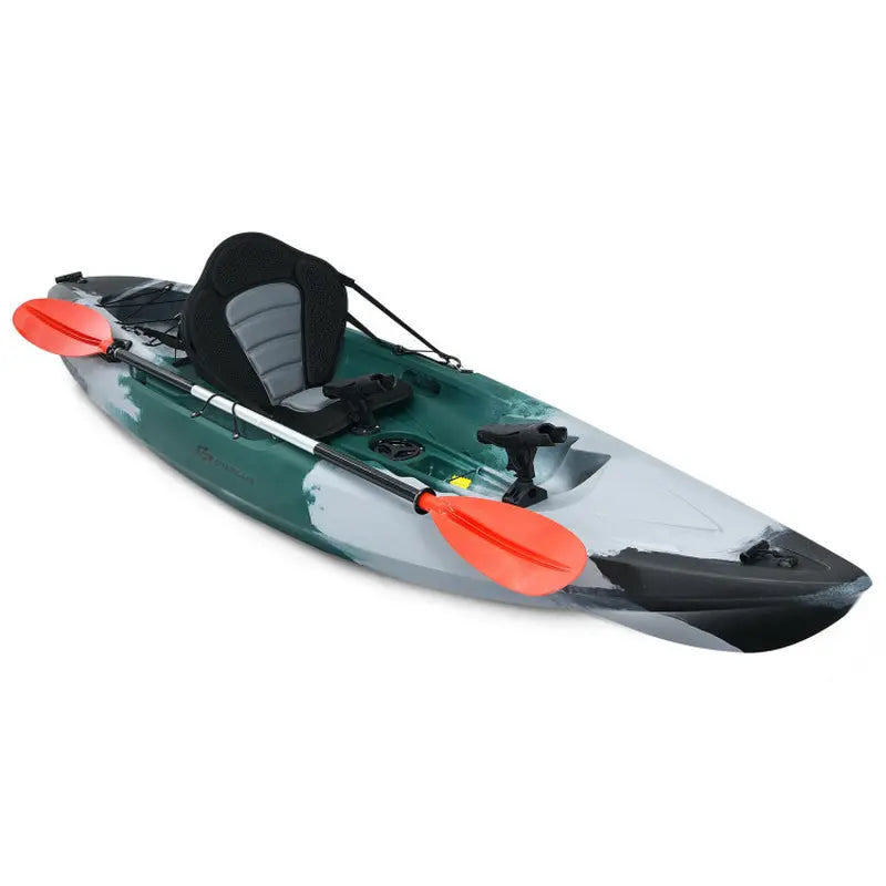 Explore the Waters: Versatile Sit-On-Top Fishing Kayak with Rod Holders & Paddle