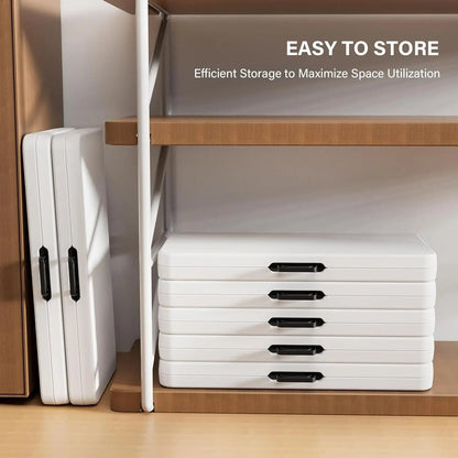 34" Fold in Half Square Table, Bi-Folding Commercial Table, Portable Plastic Dining Card Table for Kitchen or Outdoor Party Wedding Event, White