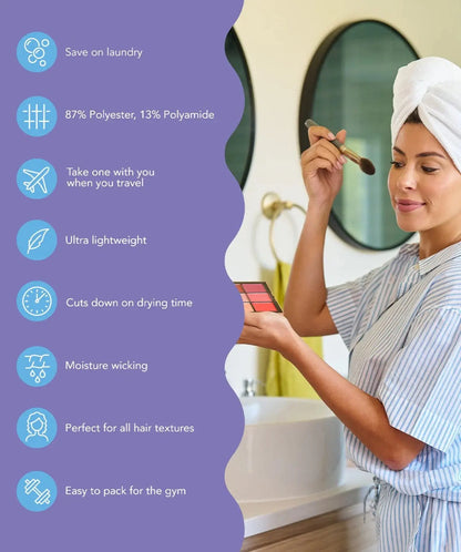 Microfiber Hair Towel Wrap - 2 Pack - for Women, Men & Kids - Travel & Bathroom Essential - Quick Dry Hair Turban for Curly, Long & Thick Hair (Dark Purple, Light Purple)