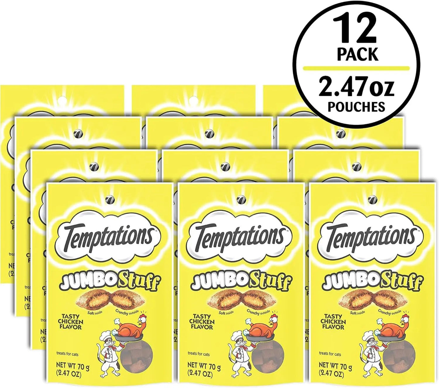 Paw-some Pouch of Purr-fectly Crunchy & Soft Chicken Nibbles for Feline Foodies, 2.5 Oz. of Happiness (Pack of 12)