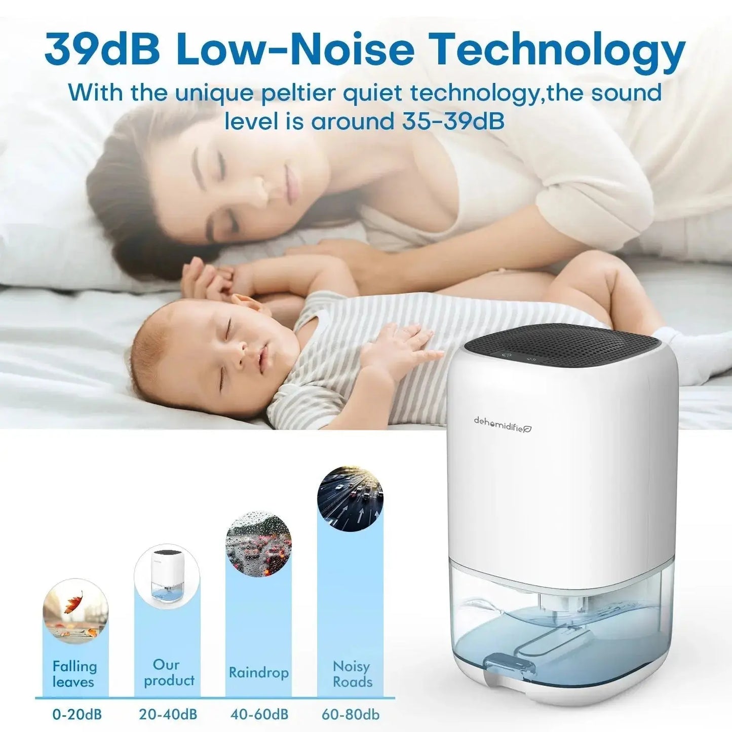 1000ML Air Dehumidifier Home Appliances with Air Filter for Home 280 sq. ft