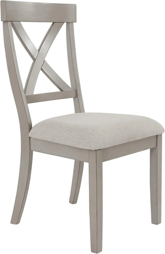 Parellen Modern Farmhouse Upholstered Dining Chair, Set of 2, Gray