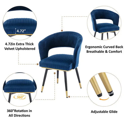 Janalyn Swivel Velvet Dining Chair Upholstered Back Arm Chair