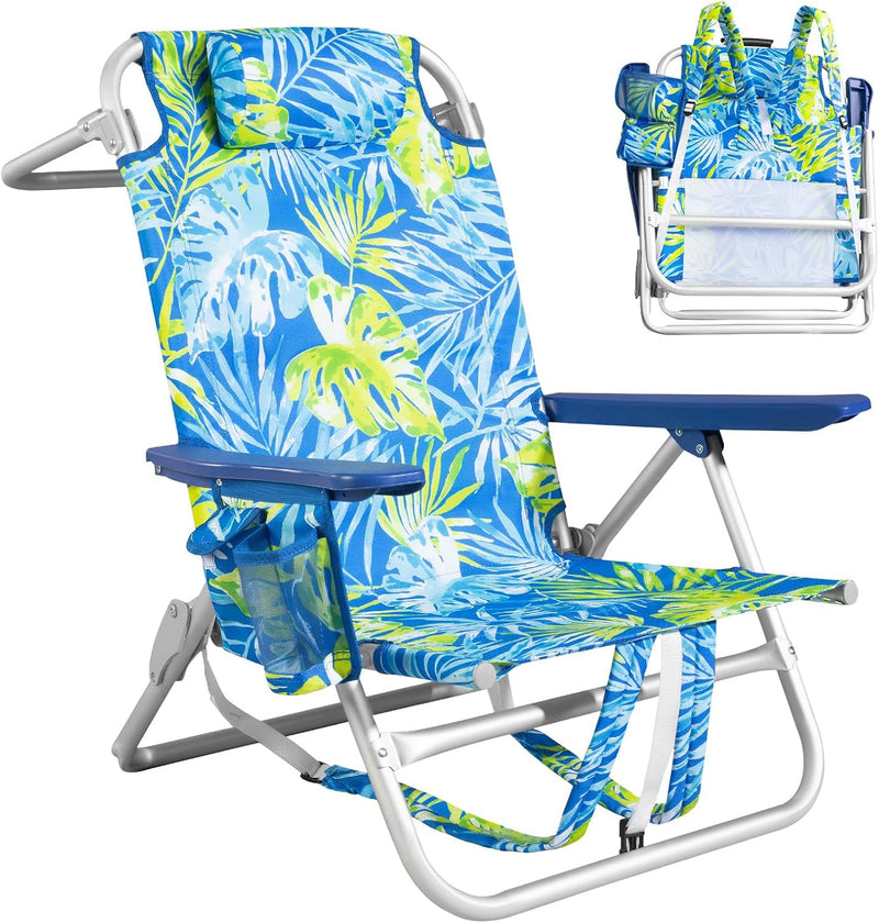 Chill in Style: Portable Backpack Beach Chairs with Cup Holder & Towel Rack! 🏖️🌊🪑