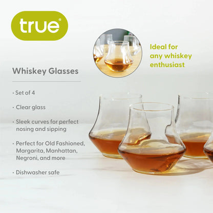 Whiskey Glasses, Drinking Glasses for Bourbon, Scotch, 12 Oz, Set of 4