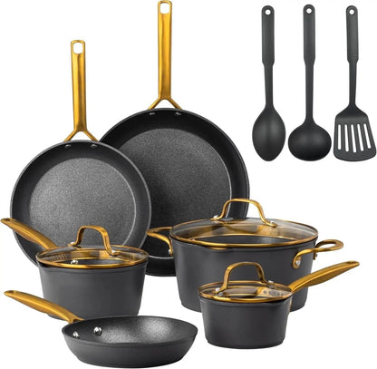 14 Pc Induction Cookware Sets, Kitchen Pots and Pans Set Non Stick, Kitchen Cookware Sets, Nonstick Cookware Set, Non Stick Pots and Pan Set, Hard Anodized, Oven and Dishwasher Safe