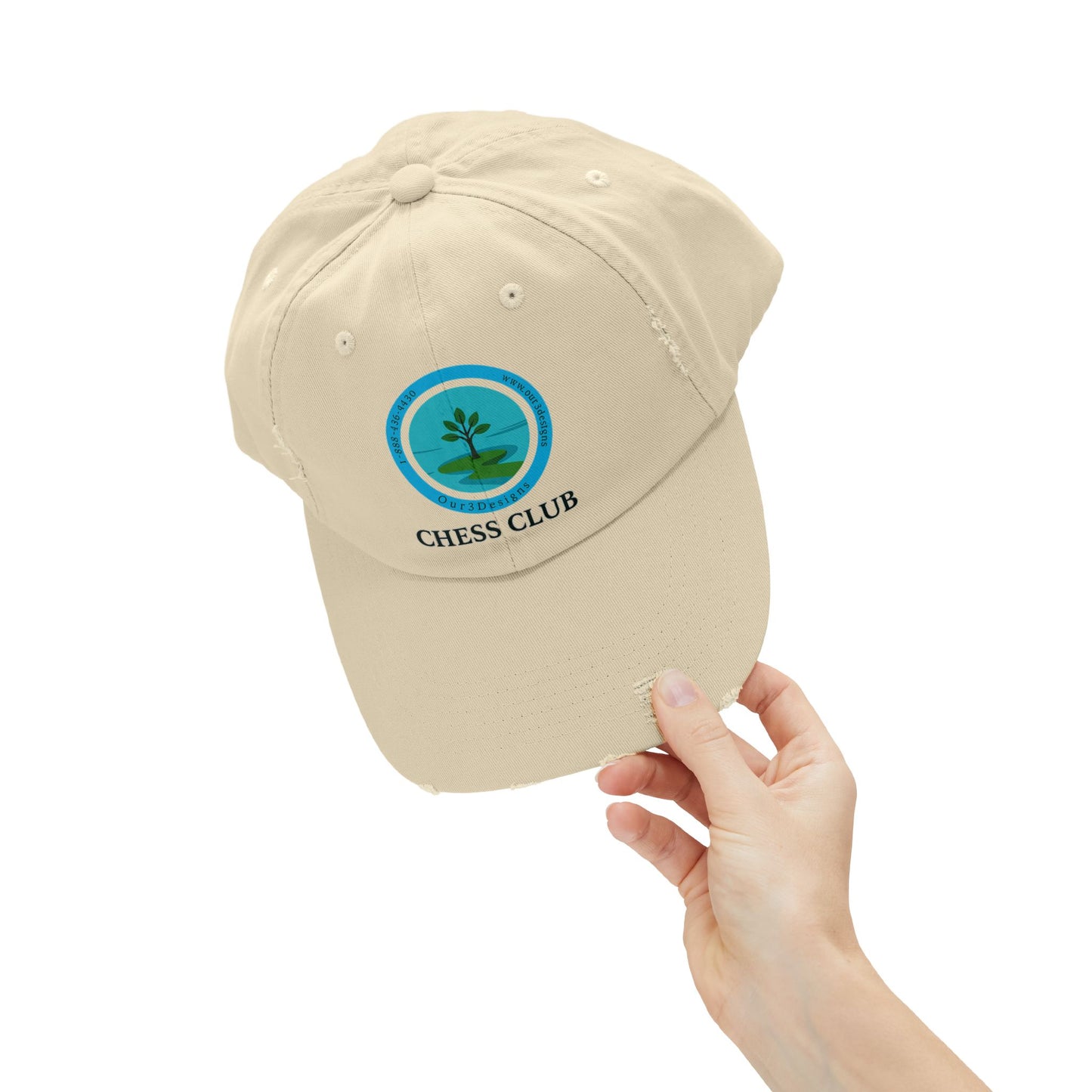 Unisex Distressed Cap - Chess Club Design