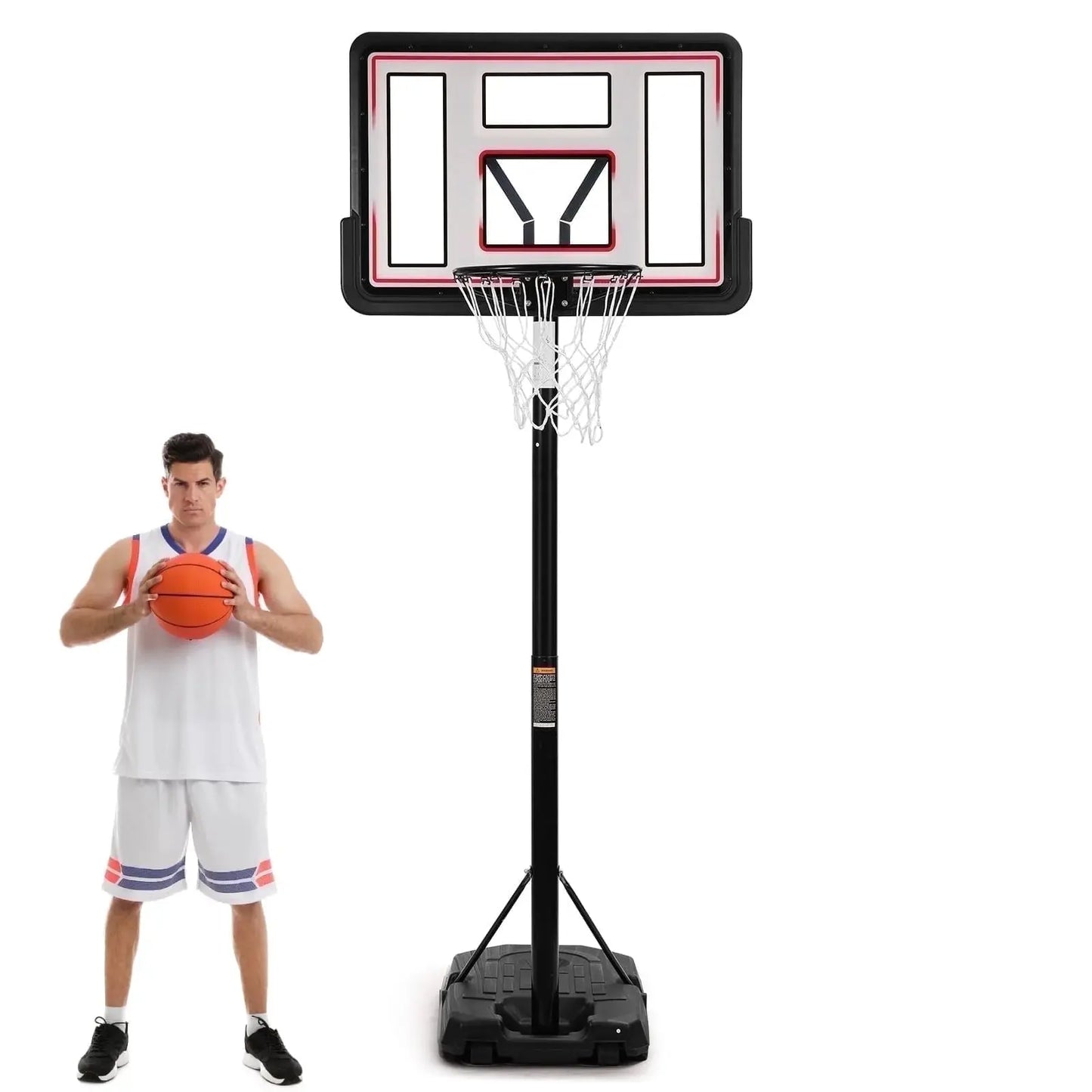 44" Basketball Hoop Adjustable Height 6.56'-10' Goal Durable Outdoor Portable Basketball System(Teens/Adults)