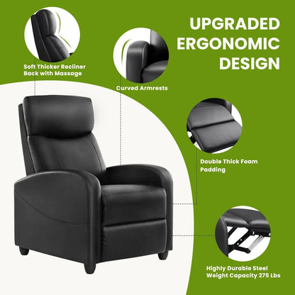 Ultimate Black Massage Recliner with Plush Seat and Soothing Backrest