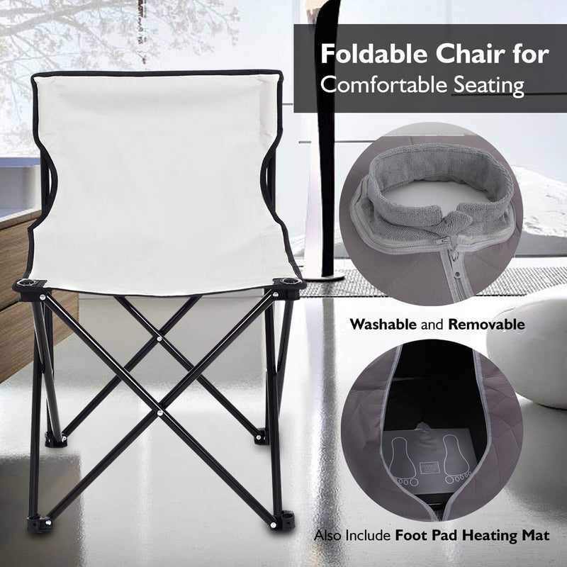 Portable Sauna for Home, Infrared Sauna Tent with Heated Foot Pad and Folding Chair, Compact Personal Rejuvenation Sauna, Remote Control In-Home Spa, 38" X 32” - (Gray)