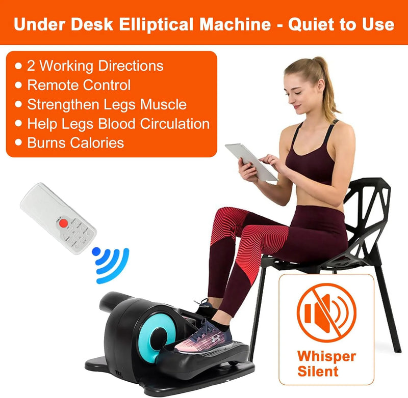 Revamp Your Fitness Routine with the Ultimate Under Desk Mini Elliptical! 🚴‍♀️💙 Perfect for Home or Office, Quiet & Portable with Remote Control and LCD Display! #HomeGym #FitnessGoals