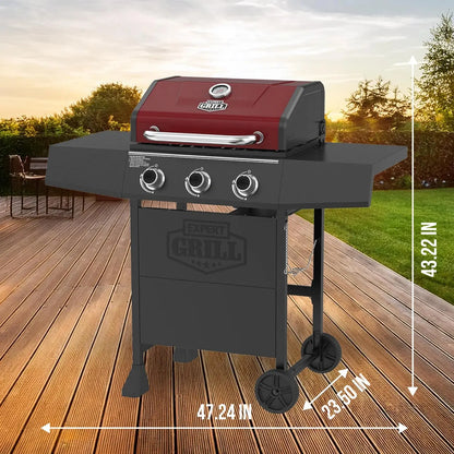 3 Burner Propane Gas Grill in Red