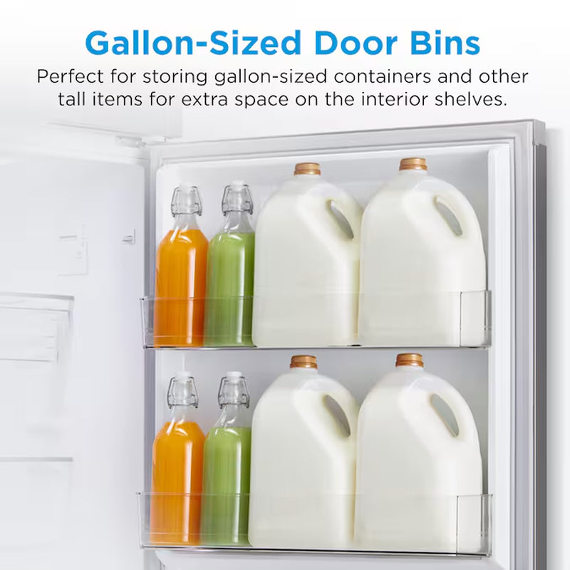 Upgrade your kitchen with this sleek, fingerprint-resistant 18.1-Cu Ft Top-Freezer Refrigerator! Perfect for your garage and ENERGY STAR certified! 🌟 #HomeAppliances #EcoFriendly