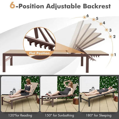 Elevate Your Relaxation Game with Our 6-Position Chaise Lounge Chairs – Durable & Stylish with Rustproof Aluminium Frame! 🛋️✨
