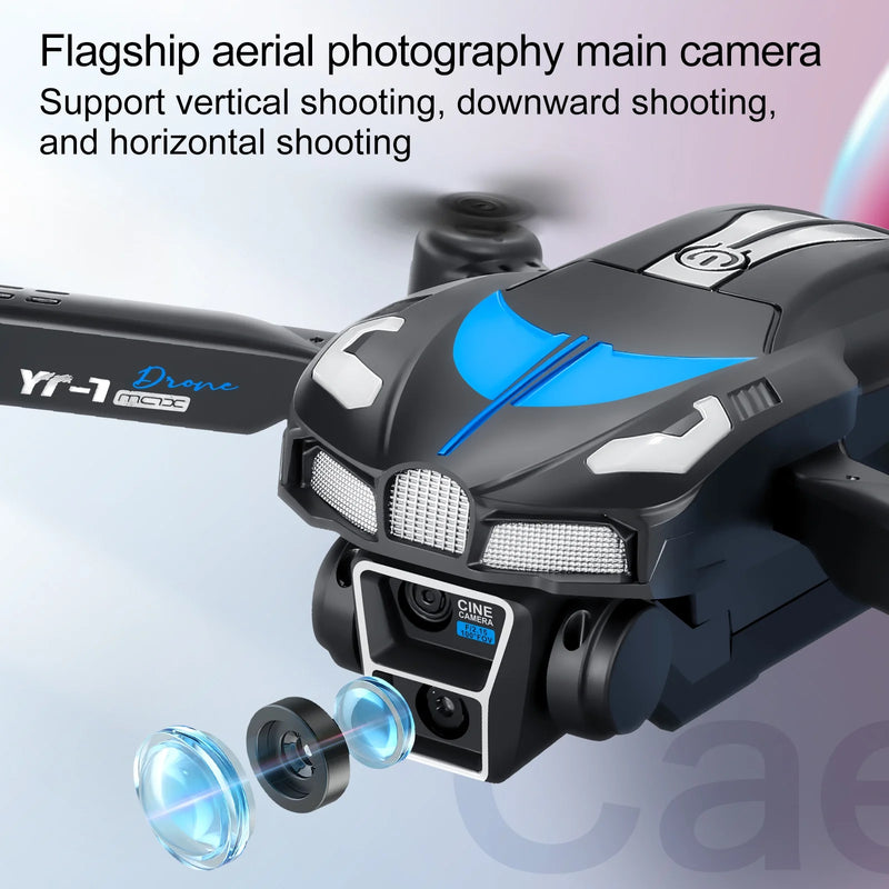 RC Drone with 4K Three Camera for Kids Adults, RC Quadcopter with LED, Path Planning, 2 Batteries, Carrying Case, Blue