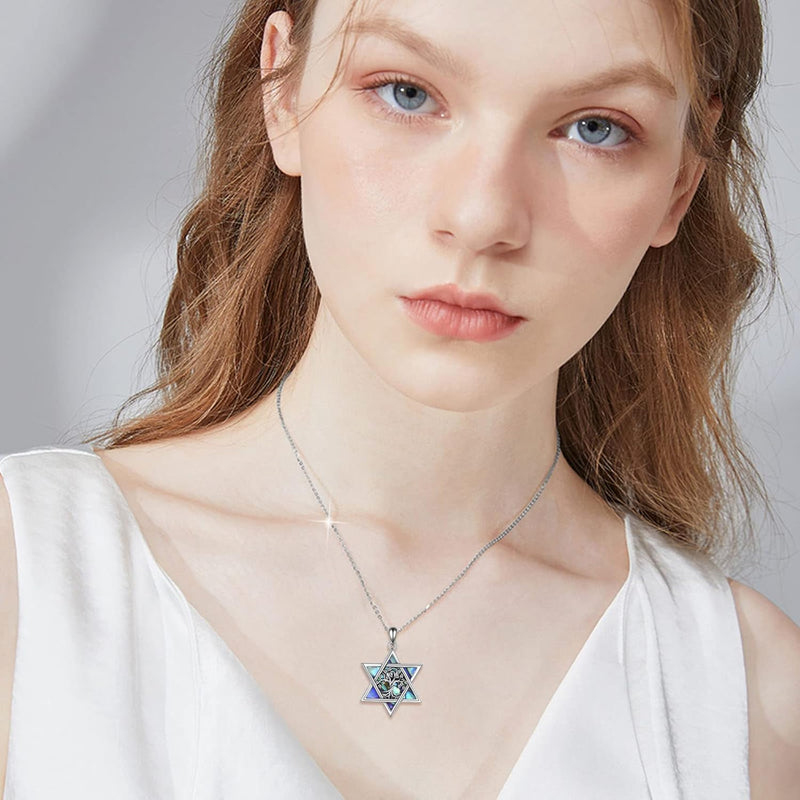 Rock Your Roots with the Star of David Necklace: A Shiny Abalone Shell Tree of Life for All the Cool Cats!