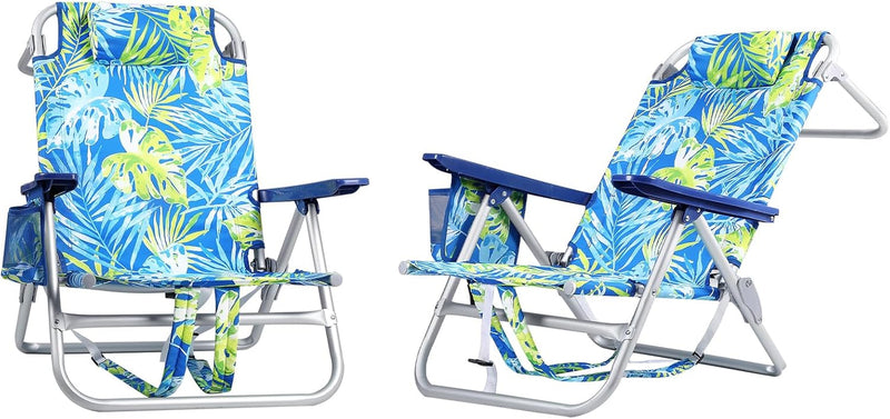 Chill in Style: Portable Backpack Beach Chairs with Cup Holder & Towel Rack! 🏖️🌊🪑