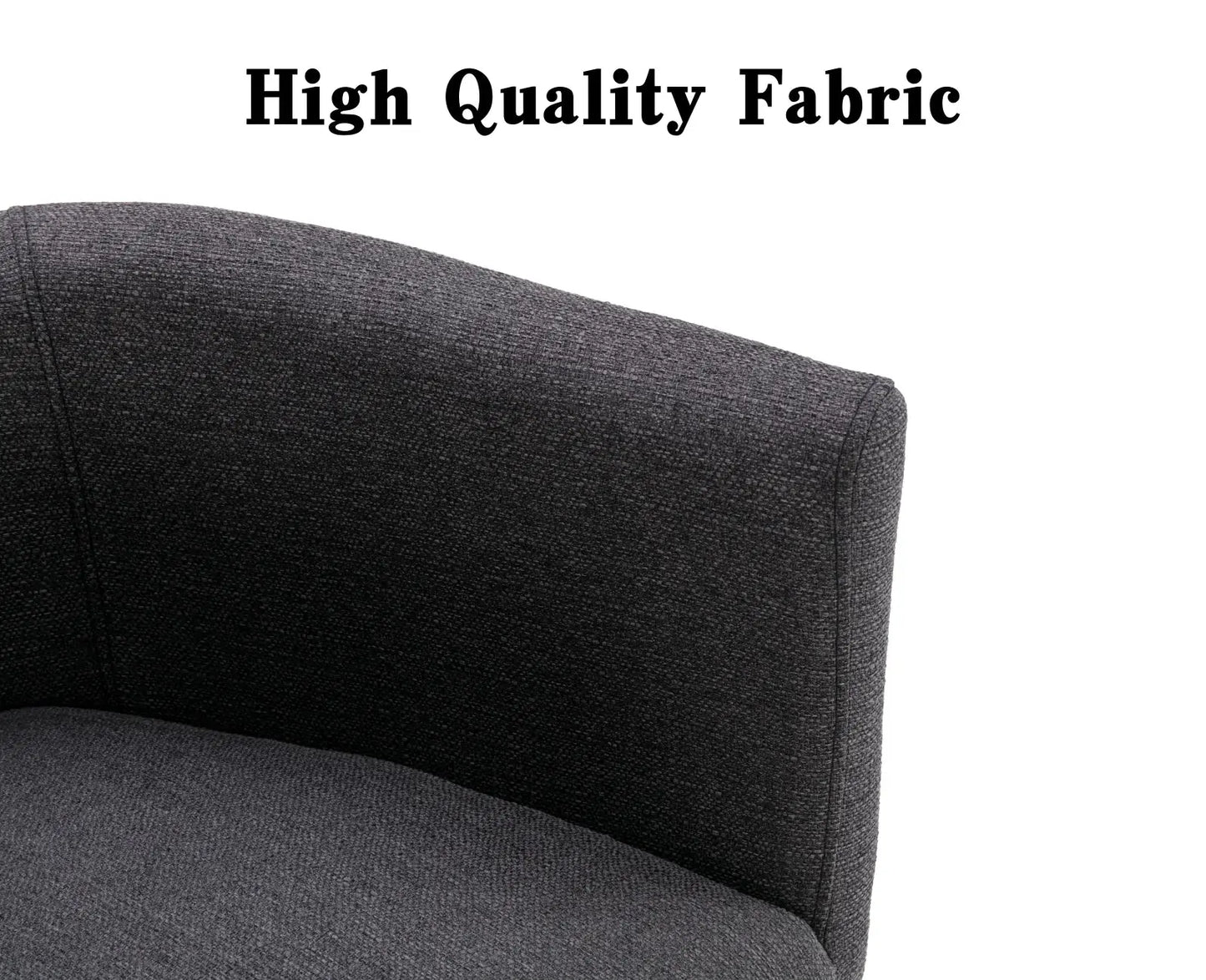 Modern Linen Dining Chair, Mid-Century Upholstered Barrel Kitchen Chairs Fabric Side Chair with Metal Legs and Curved Back for Living Room Dining Room Bedroom, Charcoal