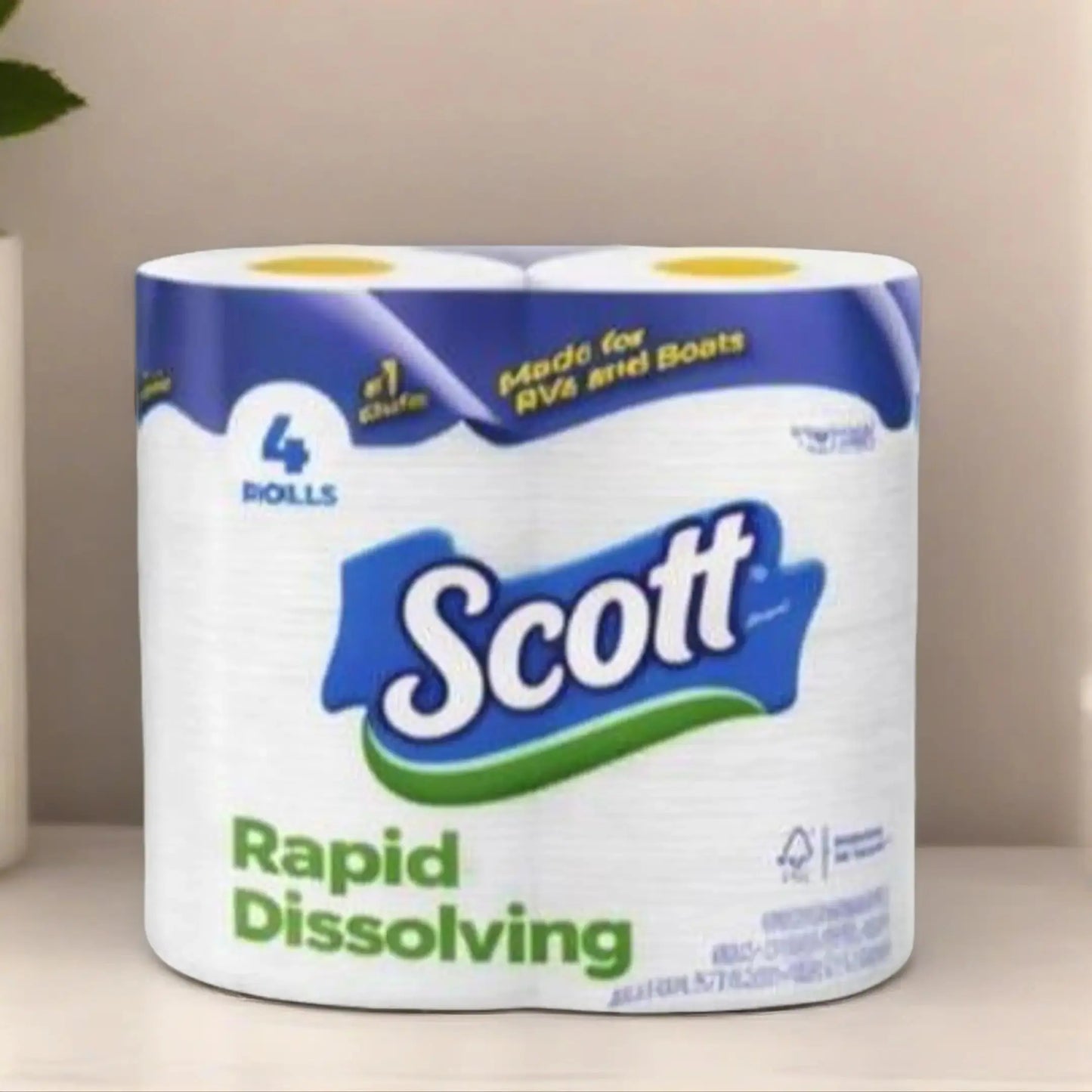 Scott Rapid-Dissolving Toilet Paper, 4 Double Rolls Pack Scott