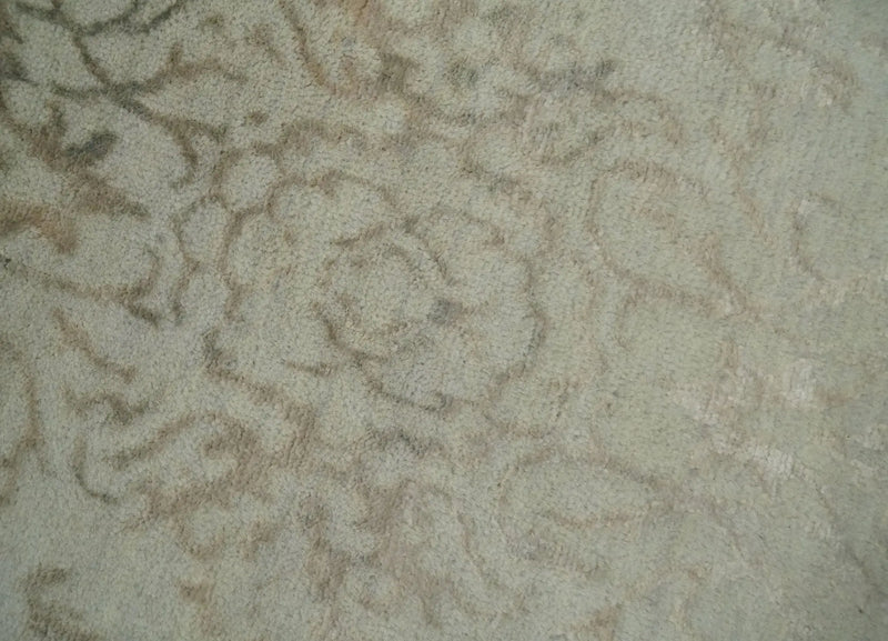 5x7 Fine Hand Knotted Beige and Brown Traditional Vintage Persian Style Antique Wool and Silk Rug | AGR50 The Rug Decor