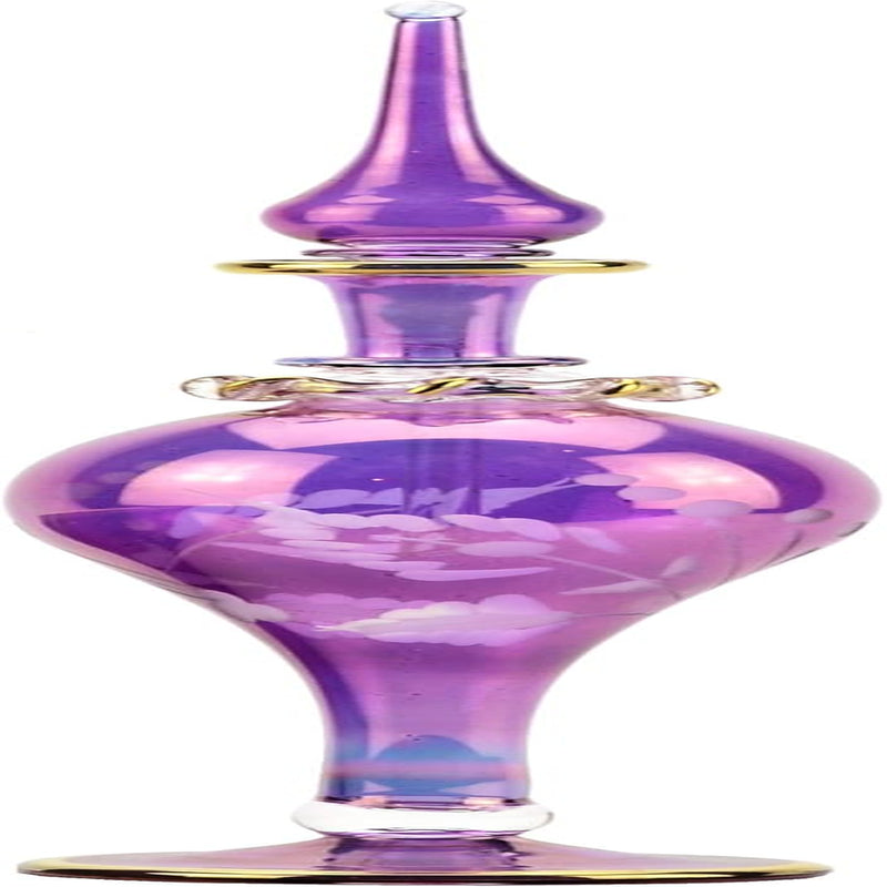 Exquisite 9-Inch Handmade Egyptian Perfume Bottle - Perfect for Oils, Decorations, and Stunning Centerpieces (Violet)