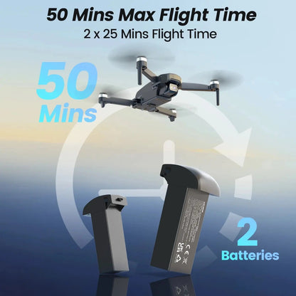 WF31 4K GPS Foldable Quadcopter Drone for Adults - 50 Minutes Flight Time, Black