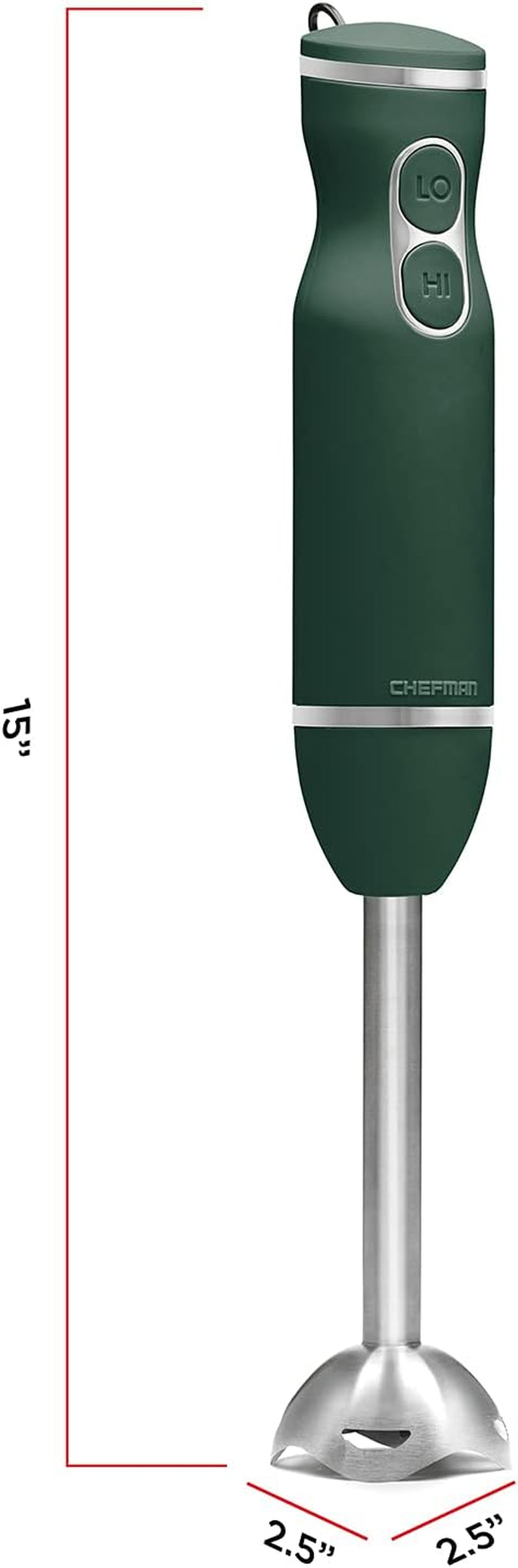 Immersion Stick Hand Blender with Stainless Steel Blades, Powerful Electric Ice Crushing 2-Speed Control Handheld Food Mixer, Purees, Smoothies, Shakes, Sauces & Soups, Forest