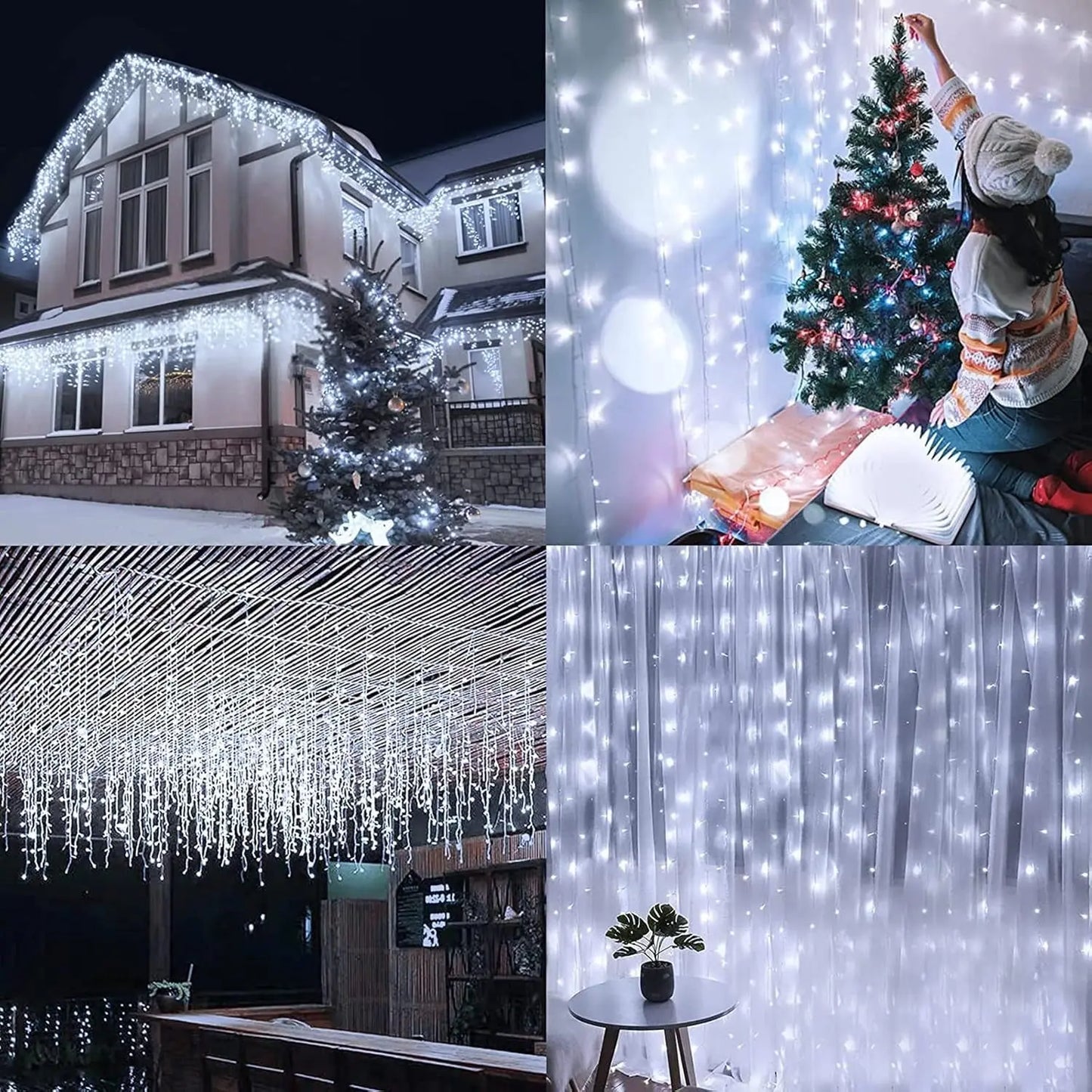 Illuminate Your Holidays with Our 400LED Cool White Outdoor Christmas Lights - Perfect for Every Celebration! 8 Enchanting Modes to Create the Ideal Ambiance!