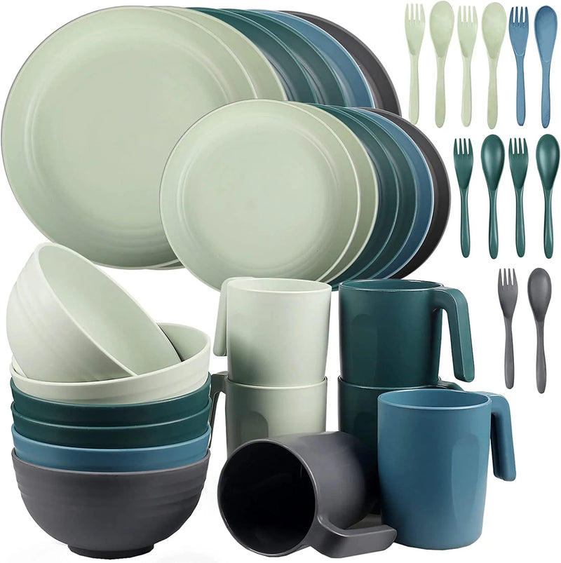 Elevate Your Dining Experience with Our 36PCS Unbreakable Plastic Dinnerware Set - Perfect for 6! 💙✨ Microwave Safe & Lightweight! 🍽️ #Dinnerware #HomeEssentials