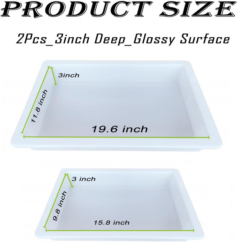Large Reusable Epoxy Molds - 19.6 x 11.8 x 3 Inches and 15.8 x 9.8 x 3 Inches for River Tables, Cutting Boards, Coffee Tables, Charcuterie Boards, and Art Panels