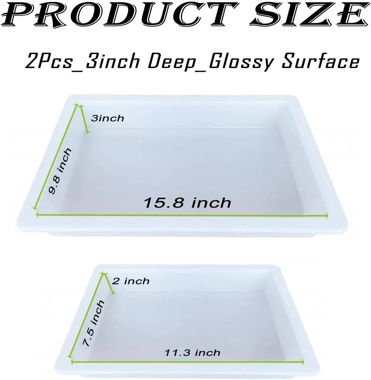 Large Epoxy Mold 15.8 * 9.8 * 3 Inch and 11.3 * 7.5 * 2 Inch, Cutting Board Molds for Epoxy Resin, Large Reusable Resin Mold for Coffee Table, River Table, Charcuterie Board, Art Panel