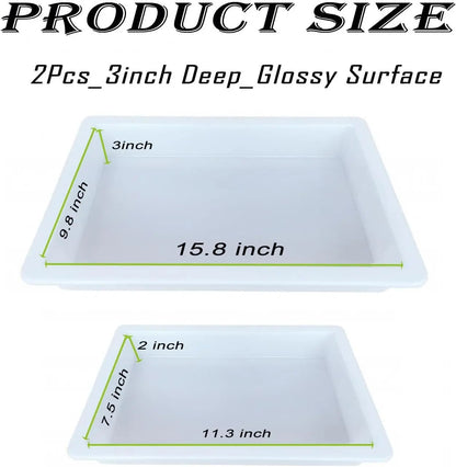 Large Epoxy Mold 15.8 * 9.8 * 3 Inch and 11.3 * 7.5 * 2 Inch, Cutting Board Molds for Epoxy Resin, Large Reusable Resin Mold for Coffee Table, River Table, Charcuterie Board, Art Panel