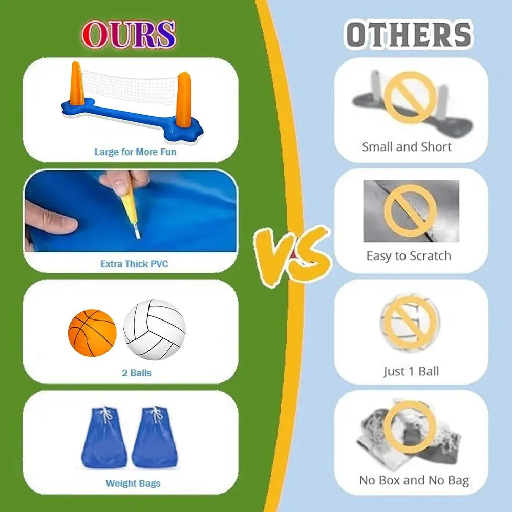 Pool Volleyball Net Basketball Hoop Inflatable Pool Floats Toys Swimming Water Games for Adults,Orange