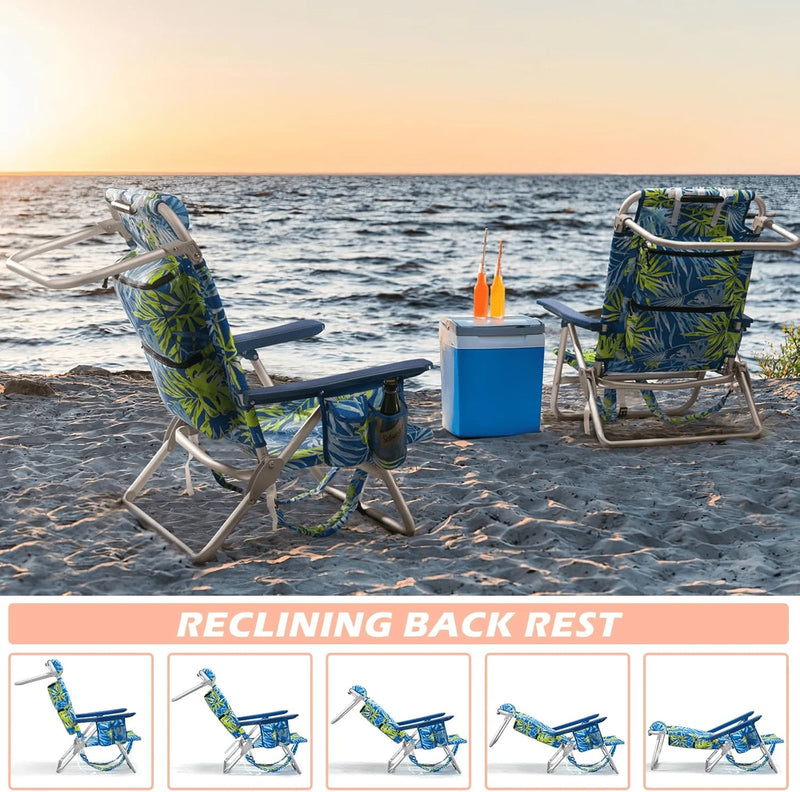 Chill in Style: Portable Backpack Beach Chairs with Cup Holder & Towel Rack! 🏖️🌊🪑
