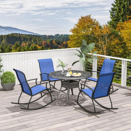 Cozy Up Your Outdoors: 2-Piece Rocking Chair Set with Breathable Backrest! 🌿🪑✨