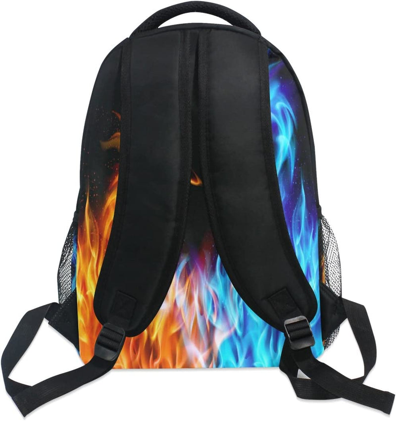 Red Blue Fire Dragon School Backpack Galaxy Teens Girls Boys Kids Bookbag,  Animal Water Resistant Elementary Travel Computer Daypack for Age 4-12 Years
