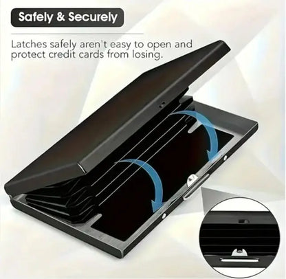 Black Slim RFID Blocking Wallet Sturdy Stainless Steel Credit Card Holder Secure Front Pocket Design for Men and Women